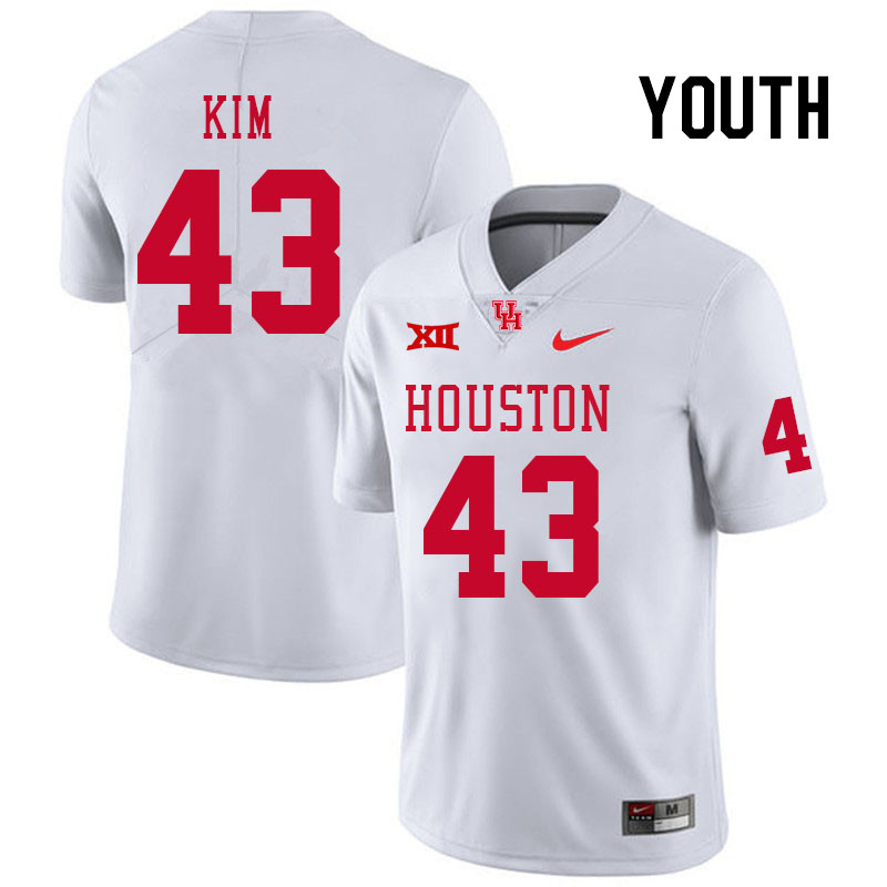 Youth #43 Joseph Kim Houston Cougars College Football Jerseys Stitched Sale-White - Click Image to Close